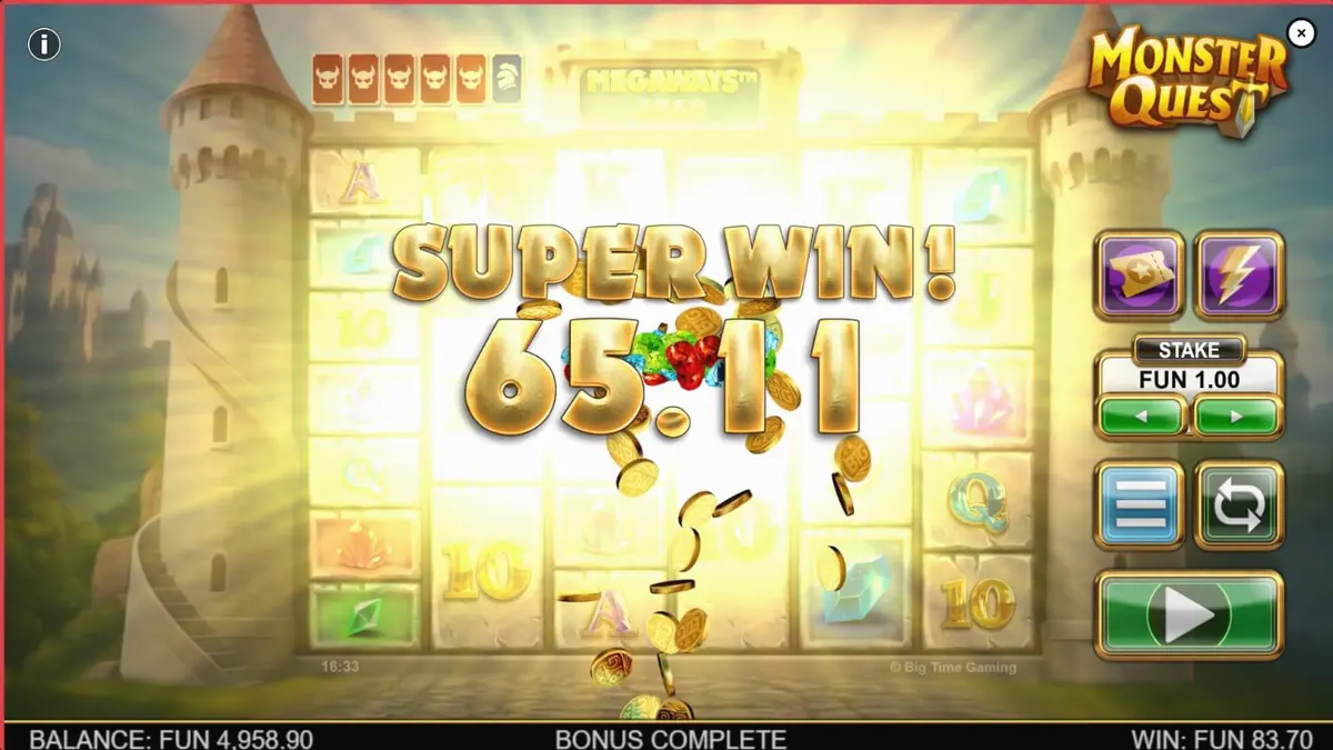 Cavaleiro medieval enfrentando monstros em um cenário de castelo no slot Monster Quest